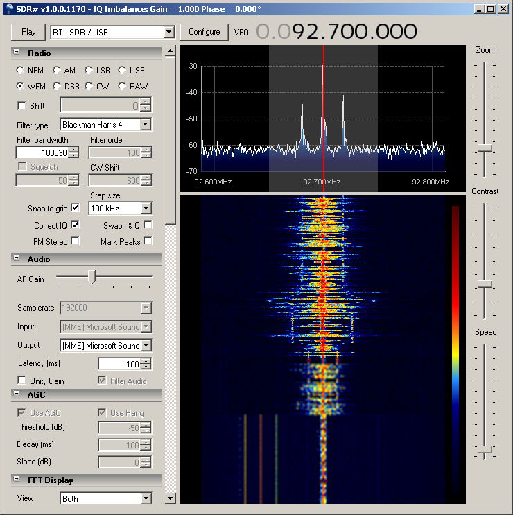 Radio 4 FM spectrum using SDR# with stereo pilot tone clearly visible